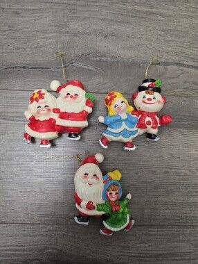 Vintage Blow Mold Christmas Ornaments Lot Of 3 Primitive Decor Unique 60's